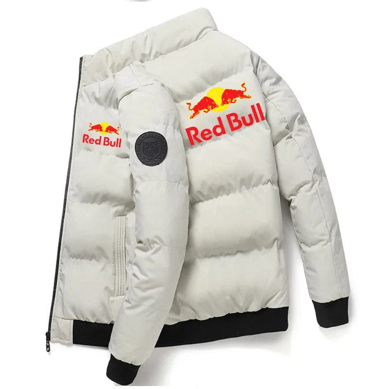 Red Bull 2025 New thick jacket, warm cotton-padded jacket, winter casual sports down jacket, stand-up collar windproof jacket