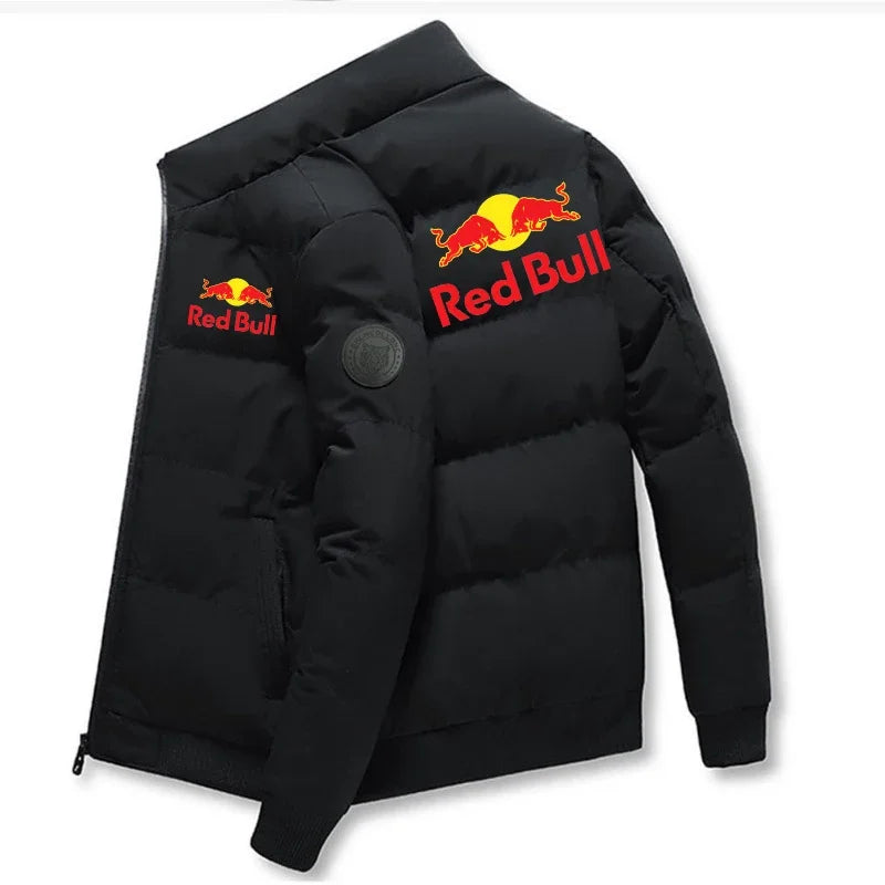 Red Bull 2025 New thick jacket, warm cotton-padded jacket, winter casual sports down jacket, stand-up collar windproof jacket