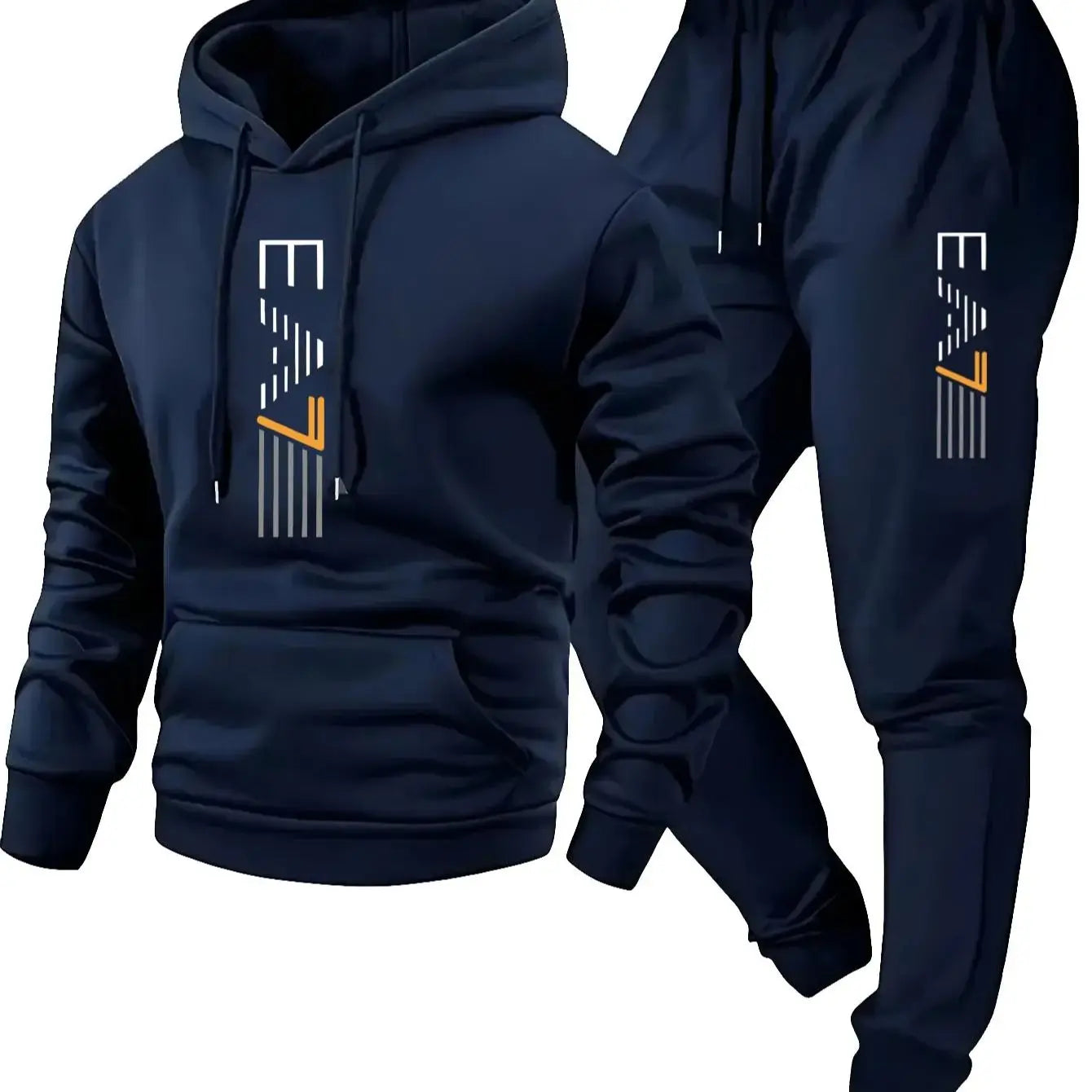 Men's hoodie set, autumn and winter casual hooded sweatshirt 2-piece set, fitness and sports sweatpants set, street trend joggin