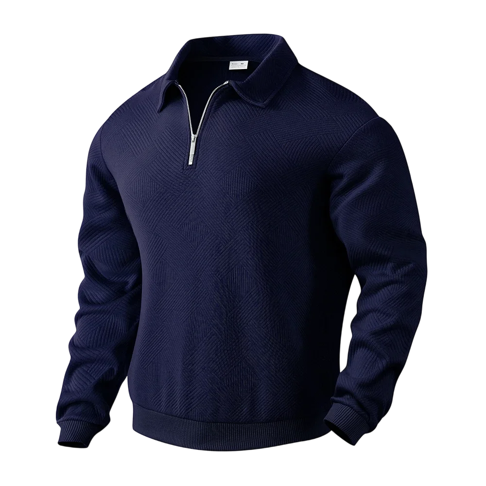 Men's Autumn Casual Sweatshirt Quarter Zip Solid Color Long Sleeve Pullover Turtleneck Outdoor Daily Polo Top for Males