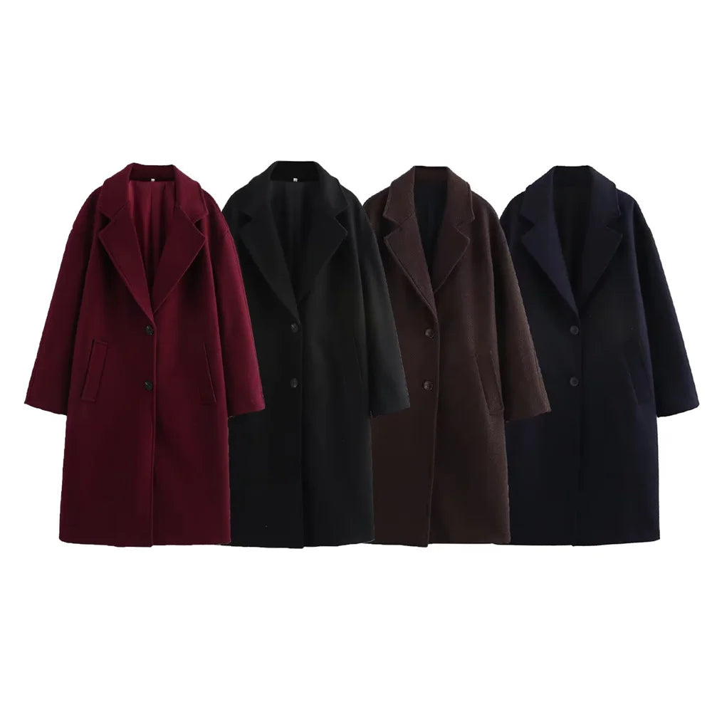 Women's Autumn New Collection: Collar Long Sleeve Loose Single breasted Solid Color Windbreaker Coat