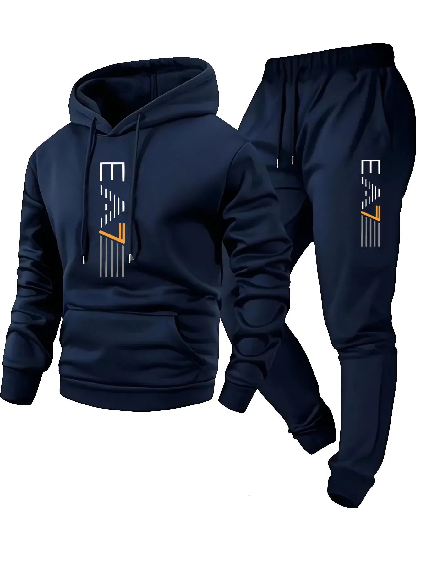 Men's hoodie set, autumn and winter casual hooded sweatshirt 2-piece set, fitness and sports sweatpants set, street trend joggin