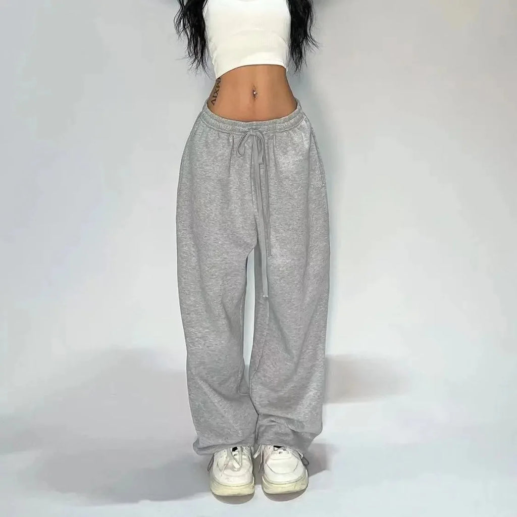 Retro Y2K Baggy Pants Fashion Women Pocket Elastic Waist Oversized Vintgae Wide Leg Pant Casual Streetwear Sweatpant Trousers
