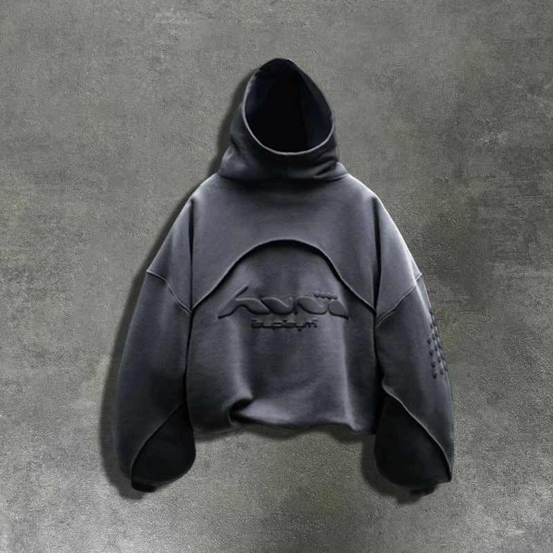 Trendy Streetwear Colorblocked Patchwork Hoodie Letter Foil Print Casual Sweatshirt for Men