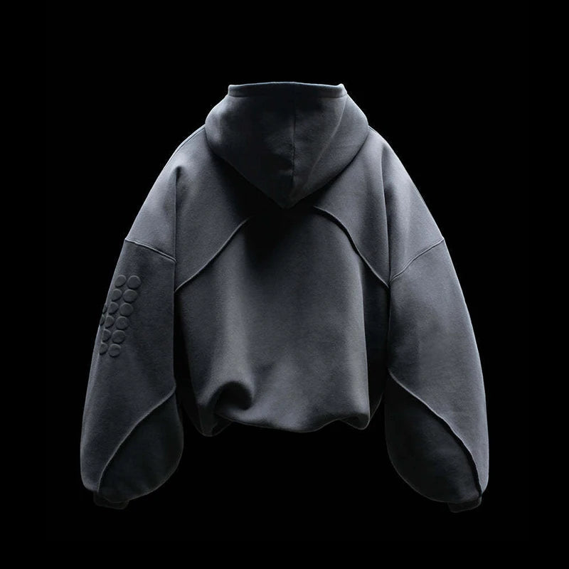 Trendy Streetwear Colorblocked Patchwork Hoodie Letter Foil Print Casual Sweatshirt for Men