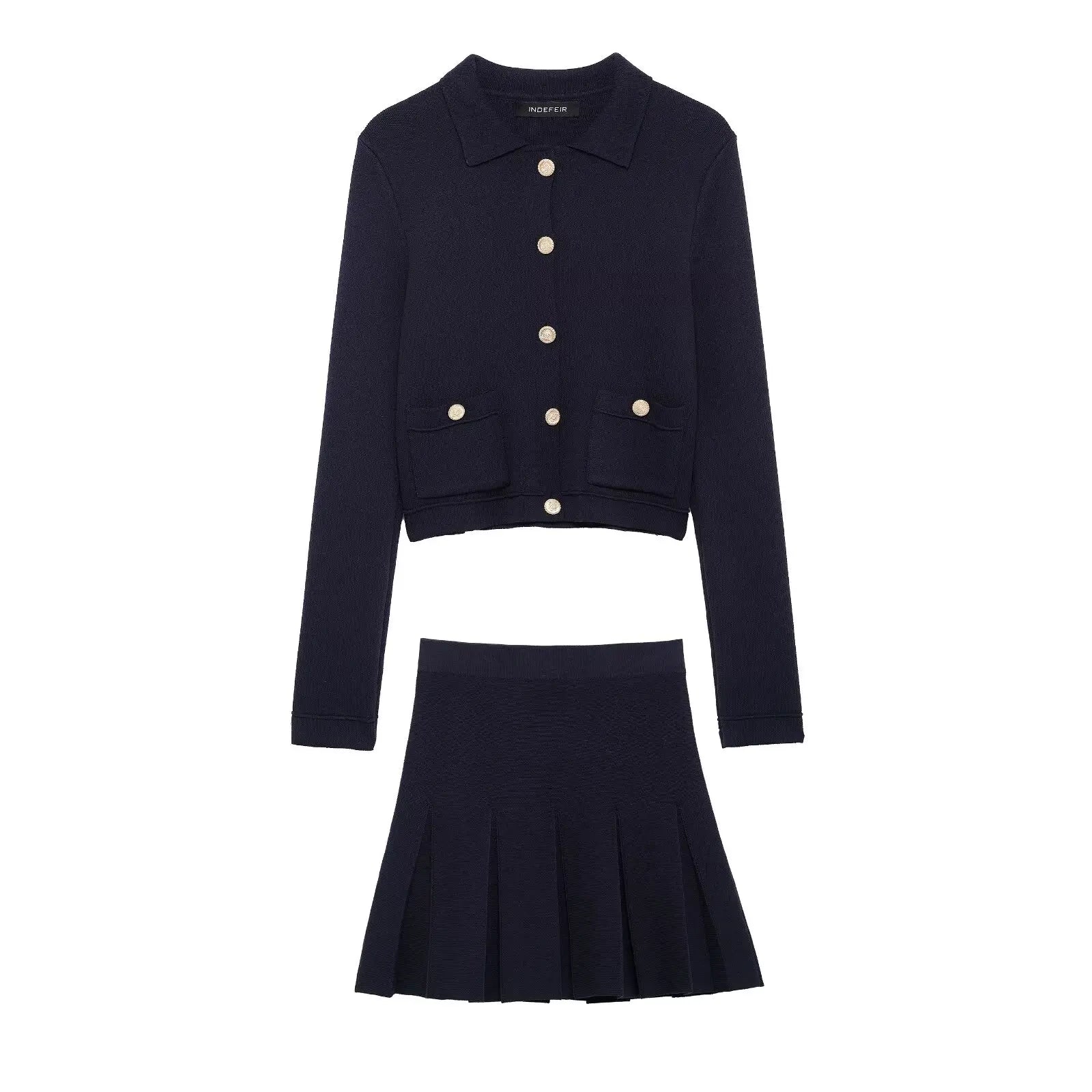 Willshela Women Knitted 2 Pieces Sets Cardigan Jacket and  Wide Pleated A-Line Skirt Female Chic Office Lady Mujer Coordinates