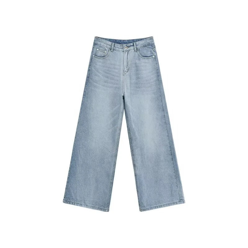 Summer Men Denim Jeans Male Wash Straight Wide Leg Baggy Loose Trousers New Fashion High Street Hot Sale Casual Trousers