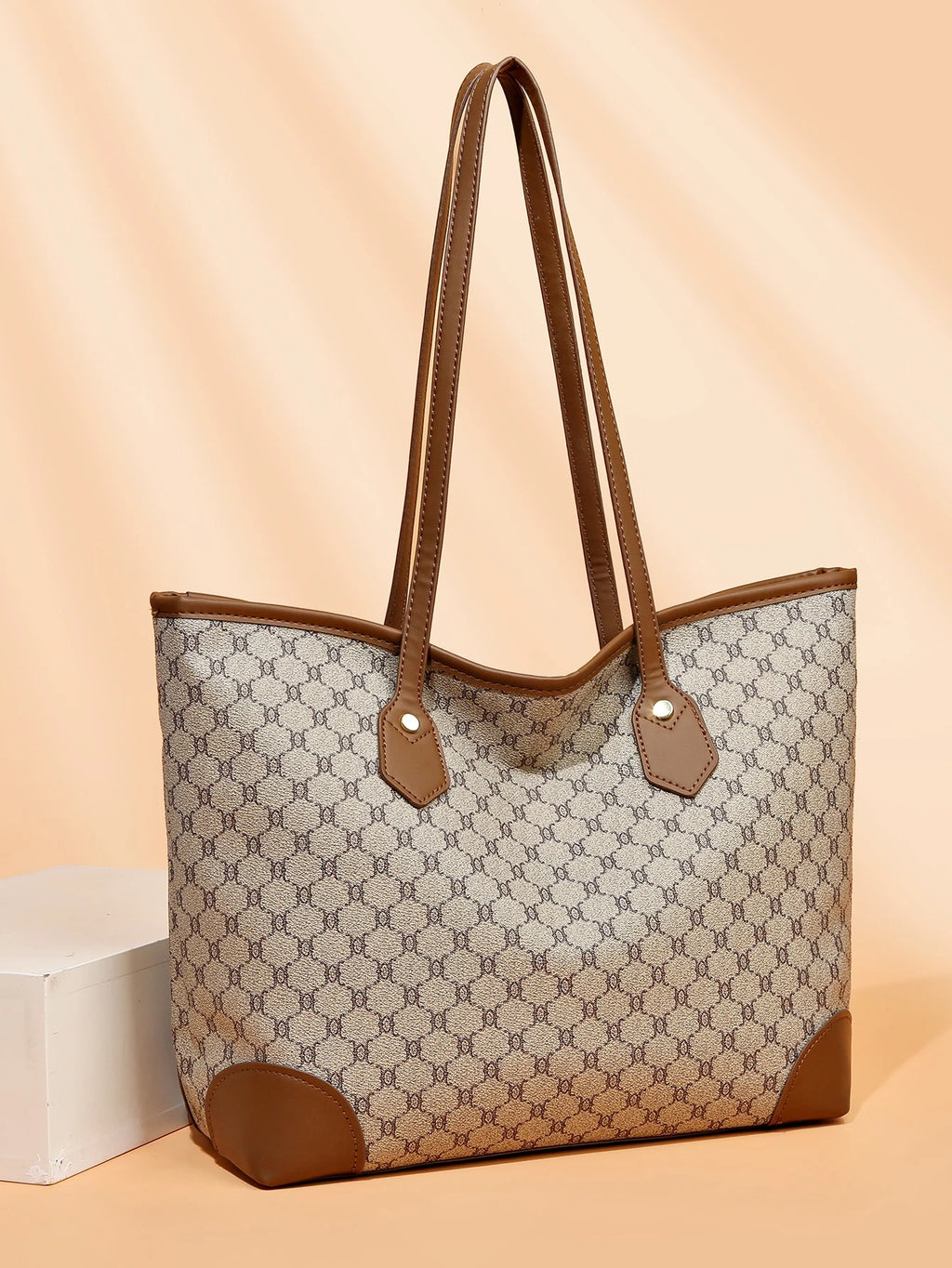 Geometric Pattern Shoulder Tote Bag, Old Money Style Women Bag