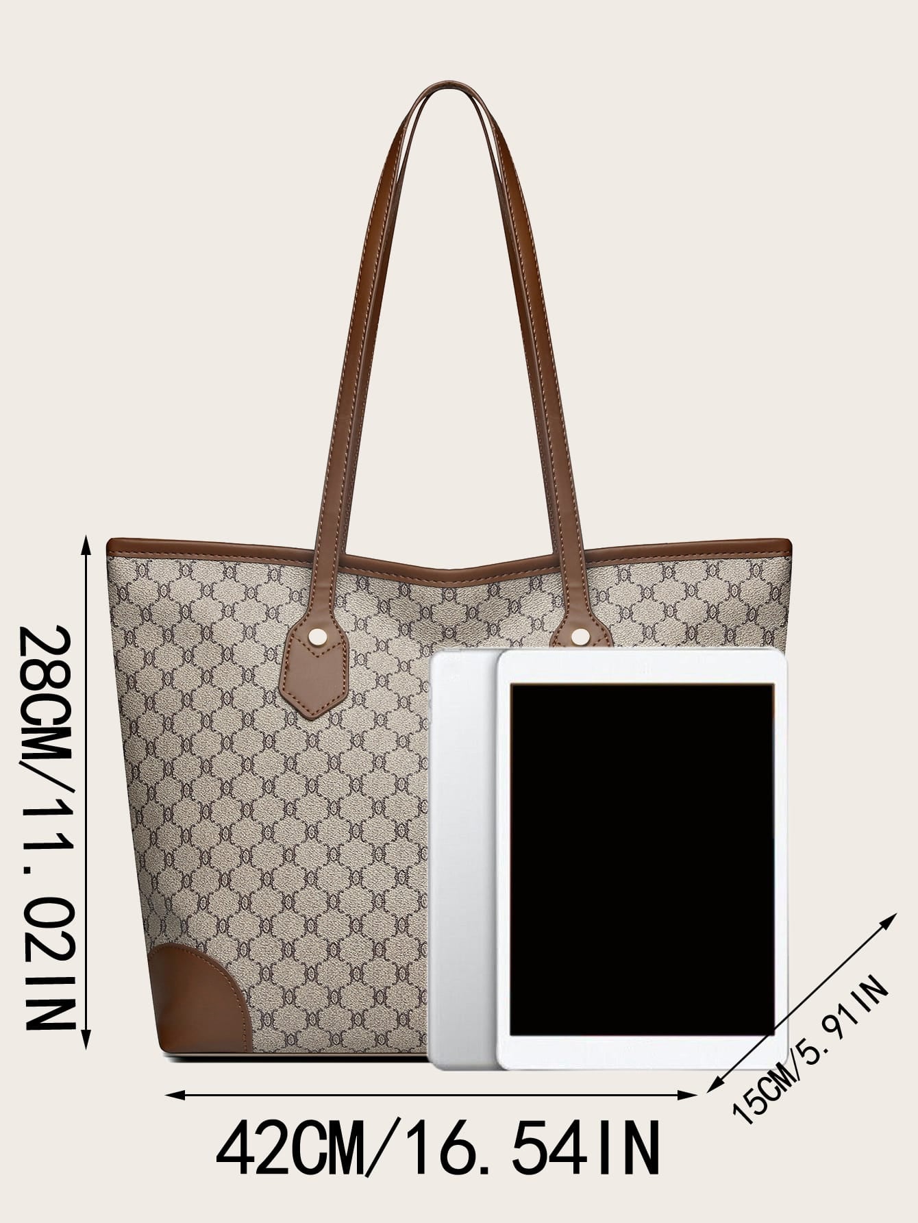 Geometric Pattern Shoulder Tote Bag, Old Money Style Women Bag